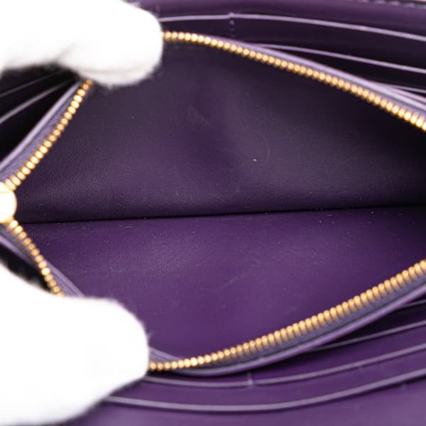 Pre-owned Bottega Veneta Nappa Maxi Intrecciato Long Wallet Purple