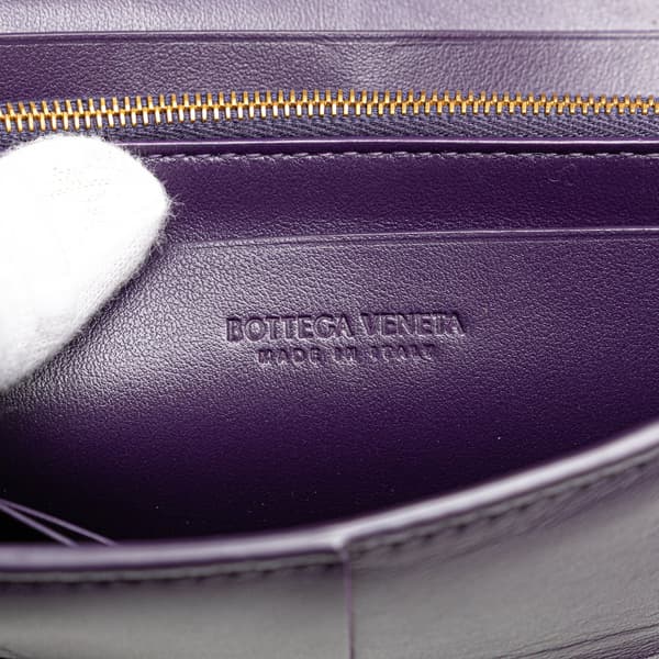 Pre-owned Bottega Veneta Nappa Maxi Intrecciato Long Wallet Purple
