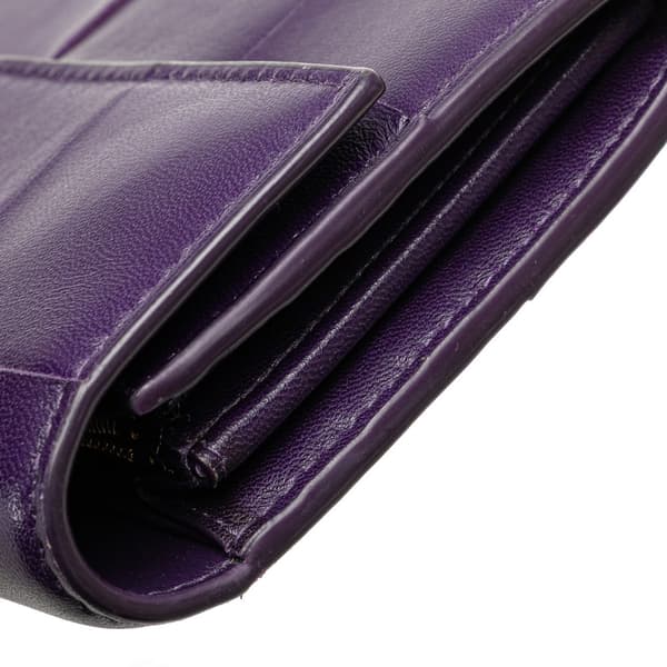 Pre-owned Bottega Veneta Nappa Maxi Intrecciato Long Wallet Purple