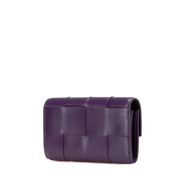 Pre-owned Bottega Veneta Nappa Maxi Intrecciato Long Wallet Purple