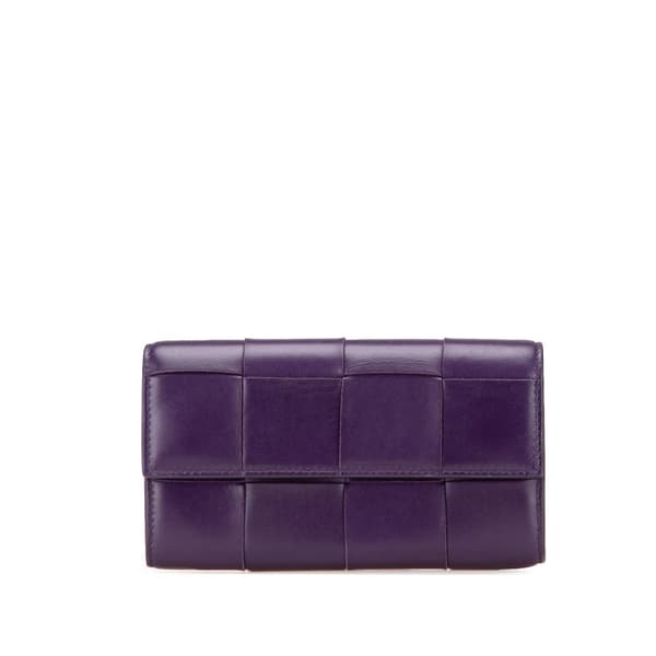 Pre-owned Bottega Veneta Nappa Maxi Intrecciato Long Wallet Purple