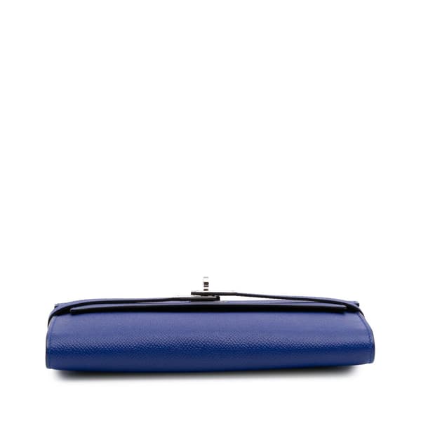 Pre-owned Hermès Epsom Kelly Longue Wallet Blue