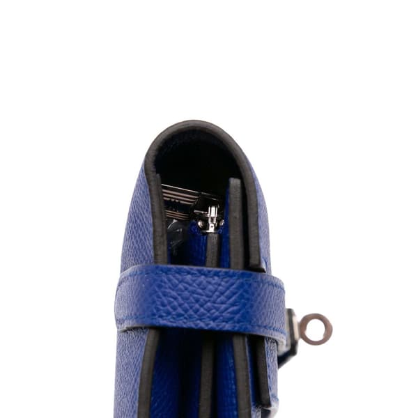 Pre-owned Hermès Epsom Kelly Longue Wallet Blue