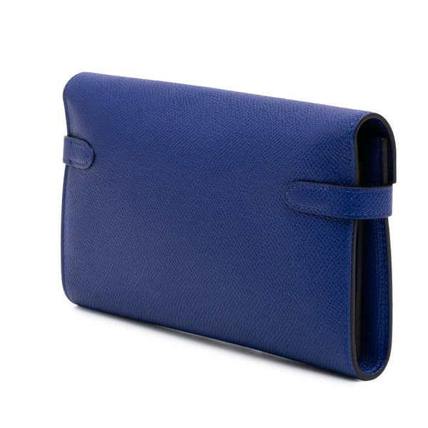 Pre-owned Hermès Epsom Kelly Longue Wallet Blue