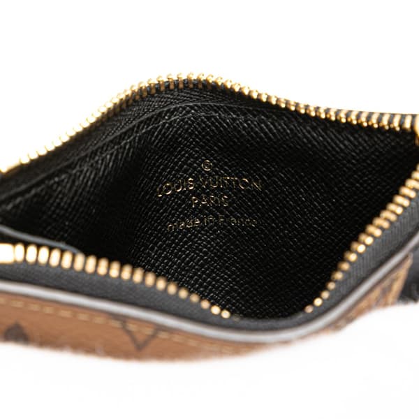 Pre-owned Louis Vuitton Monogram Reverse Romy Card Holder Brown
