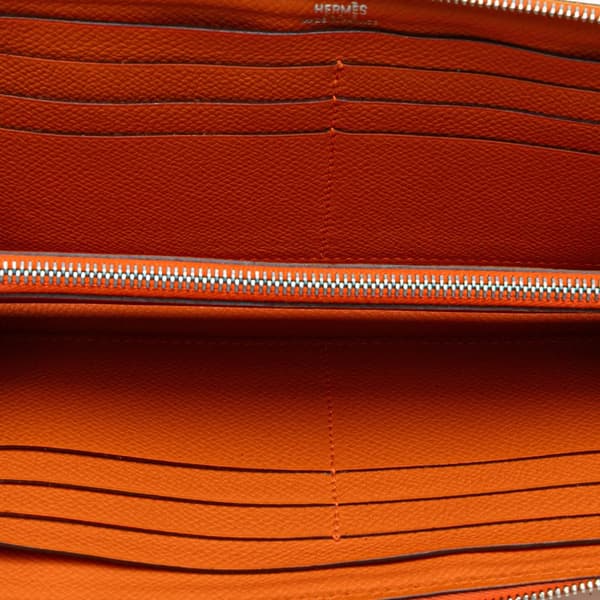 Pre-owned Hermès Epsom Azap Classique Wallet Orange