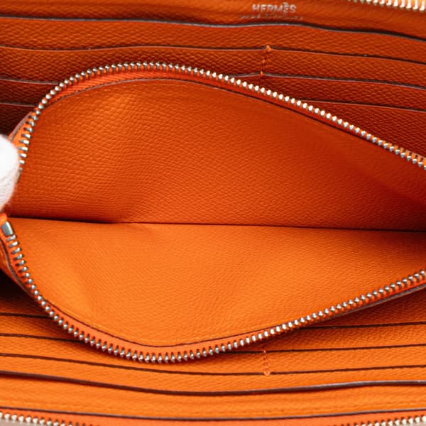 Pre-owned Hermès Epsom Azap Classique Wallet Orange