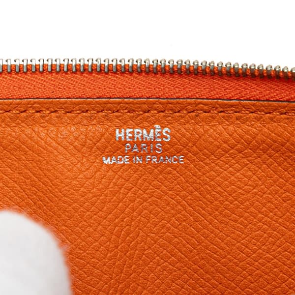 Pre-owned Hermès Epsom Azap Classique Wallet Orange
