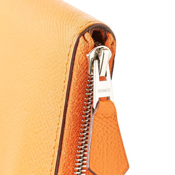 Pre-owned Hermès Epsom Azap Classique Wallet Orange