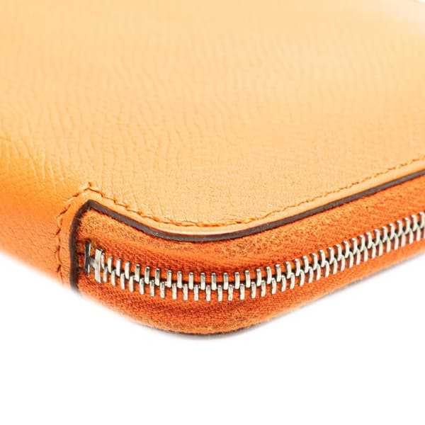 Pre-owned Hermès Epsom Azap Classique Wallet Orange