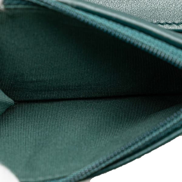 Pre-owned Chanel Quilted Lambskin 19 Trifold Flap Wallet Green