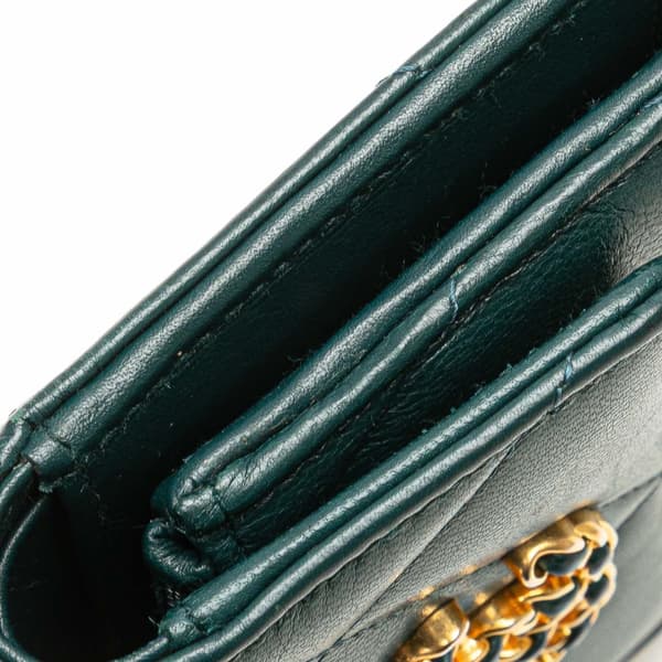 Pre-owned Chanel Quilted Lambskin 19 Trifold Flap Wallet Green