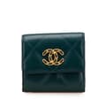 Miniatyrbilde 1 av 10: Pre-owned Chanel Quilted Lambskin 19 Trifold Flap Wallet Green