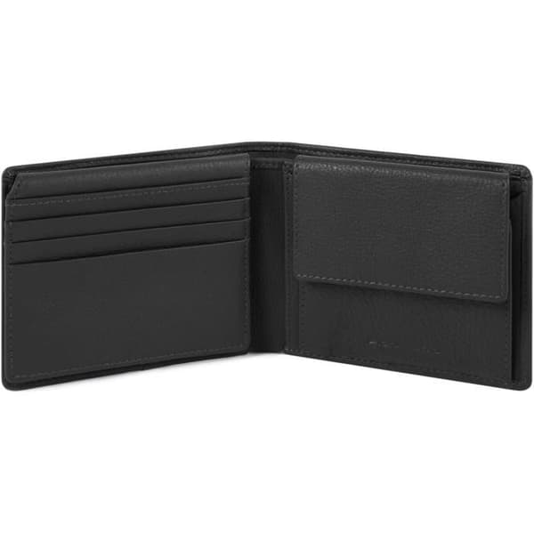 Plånbok i läder Piquadro Akron 11 cm - Svart