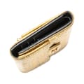Pikkukuva 10 / 10: Pre-owned Chanel CC Metallic Calfskin Crocodile Embossed Compact Flap Wallet Gold