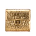 Pikkukuva 1 / 10: Pre-owned Chanel CC Metallic Calfskin Crocodile Embossed Compact Flap Wallet Gold