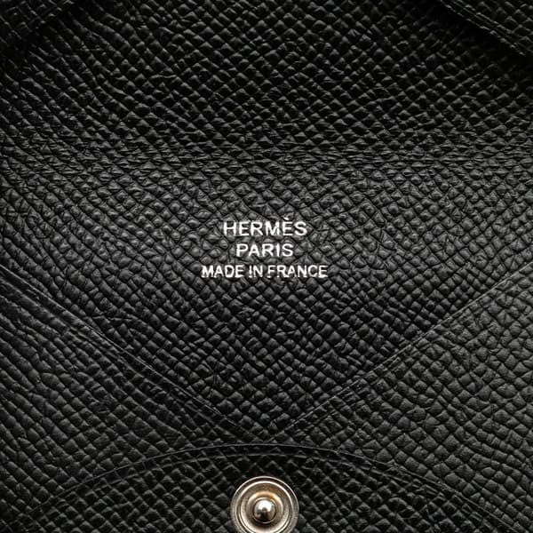 Pre-owned Hermès Epsom Calvi Card Holder Black
