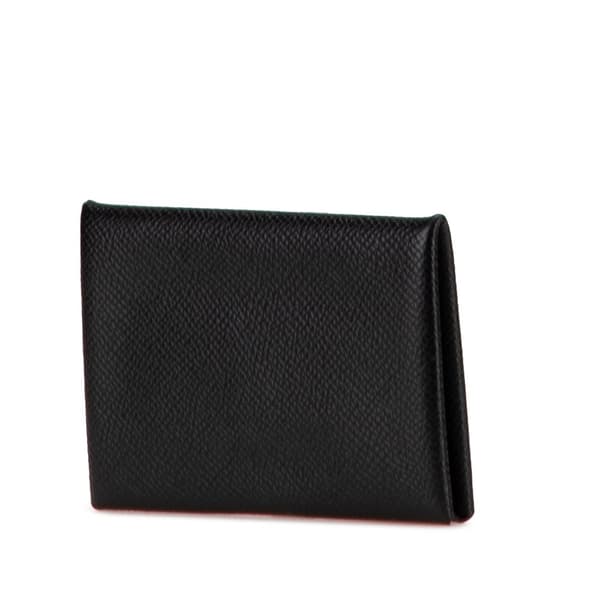Pre-owned Hermès Epsom Calvi Card Holder Black