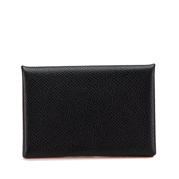 Pre-owned Hermès Epsom Calvi Card Holder Black