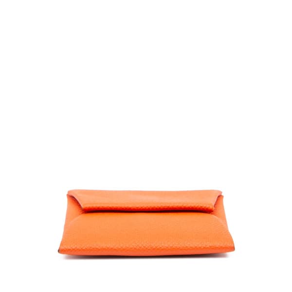 Pre-owned Hermès Epsom Bastia Change Purse Orange