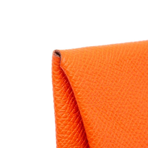 Pre-owned Hermès Epsom Bastia Change Purse Orange