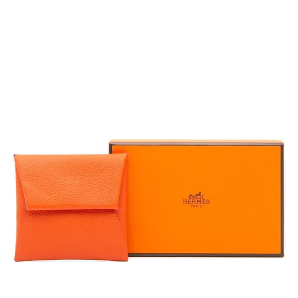 Pre-owned Hermès Epsom Bastia Change Purse Orange
