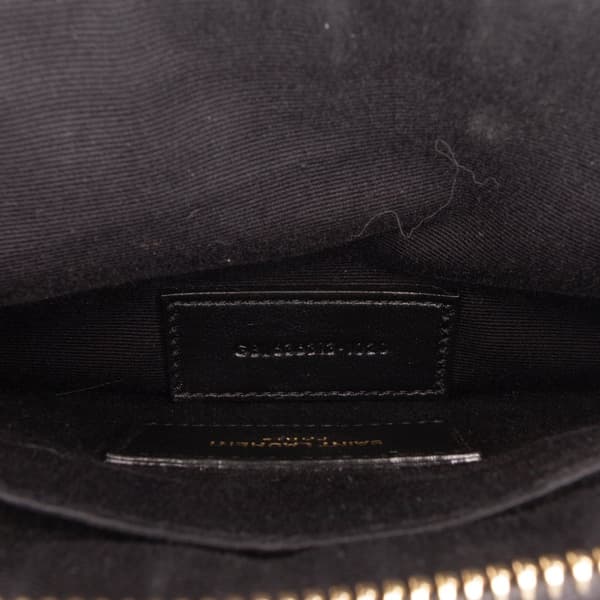 Pre-owned Saint Laurent Large Grain De Poudre Chevron Monogram Bill Pouch Black