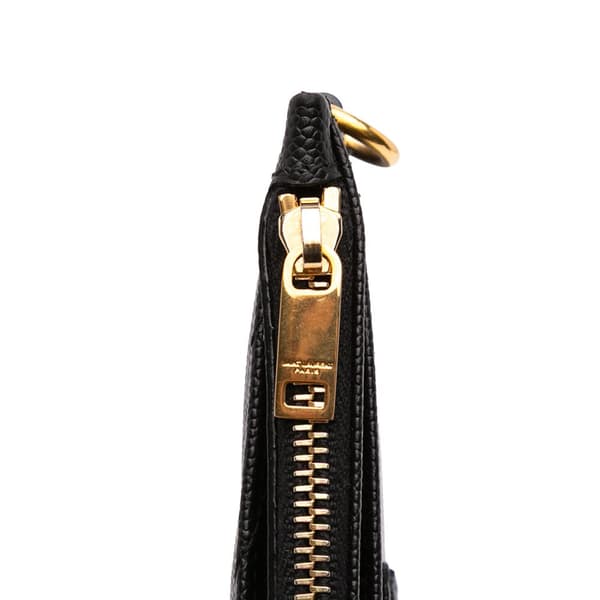 Pre-owned Saint Laurent Large Grain De Poudre Chevron Monogram Bill Pouch Black