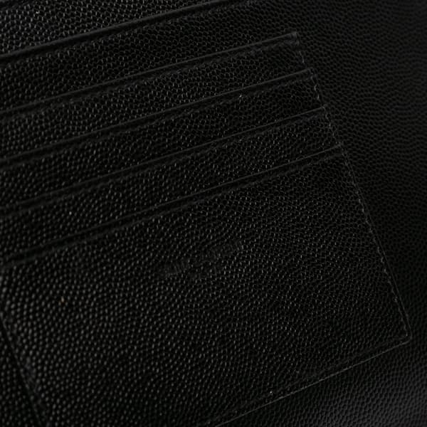 Pre-owned Saint Laurent Large Grain De Poudre Chevron Monogram Bill Pouch Black