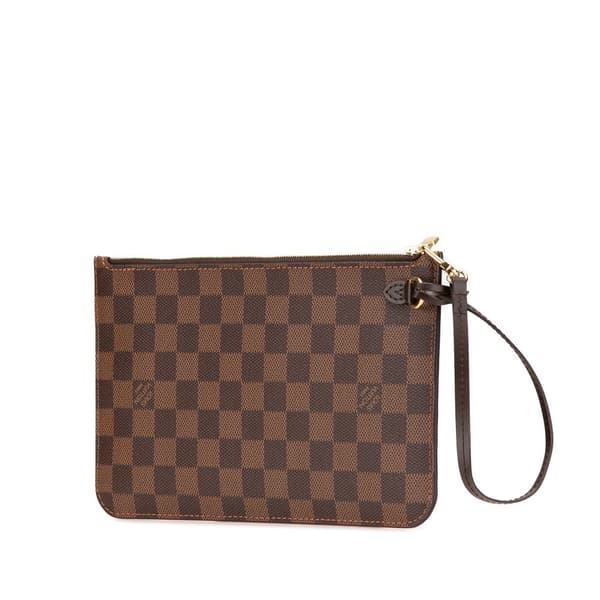 Pre-owned Louis Vuitton Damier Ebene Neverfull Pouch MM Brown