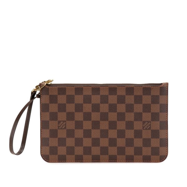 Pre-owned Louis Vuitton Damier Ebene Neverfull Pouch MM Brown