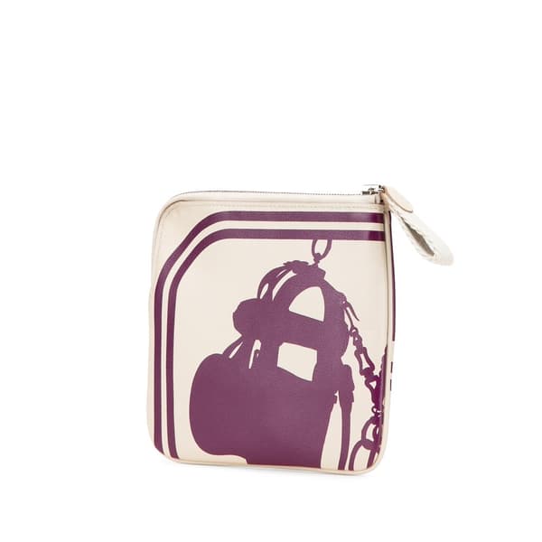 Pre-owned Hermès Swift Brides de Gala en Desordre Tattoo Carre Pocket Pouch White