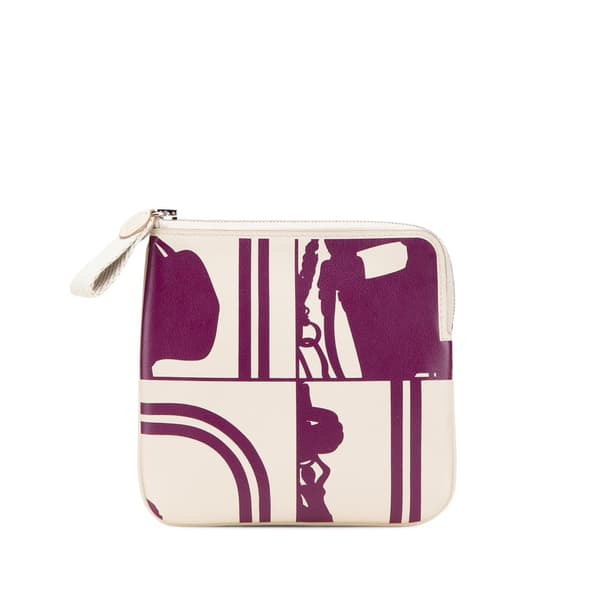 Pre-owned Hermès Swift Brides de Gala en Desordre Tattoo Carre Pocket Pouch White
