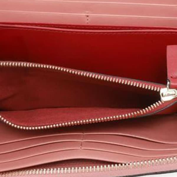 Pre-owned Valentino Lambskin Rockstud Spike Heart Zip Around Wallet Pink
