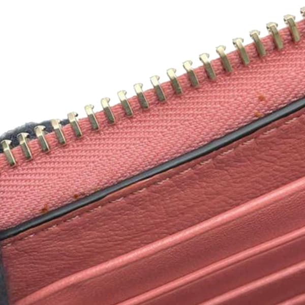 Pre-owned Valentino Lambskin Rockstud Spike Heart Zip Around Wallet Pink