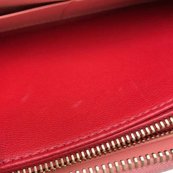 Pre-owned Valentino Lambskin Rockstud Spike Heart Zip Around Wallet Pink