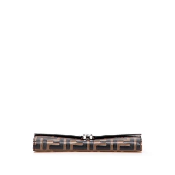 Pre-owned Fendi Zucca Embossed Leather F is Fendi Continental Wallet Brown
