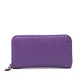 Miniatyrbilde 1 av 7: Pre-owned Bottega Veneta Leather Intrecciato Zip Around Wallet Purple