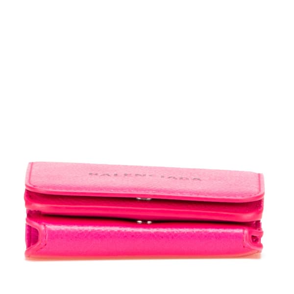 Pre-owned Balenciaga Mini Leather Cash Trifold Wallet Pink