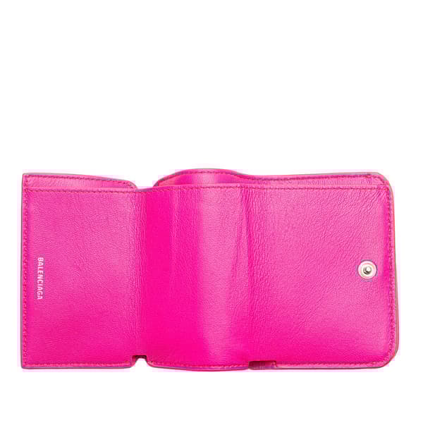 Pre-owned Balenciaga Mini Leather Cash Trifold Wallet Pink