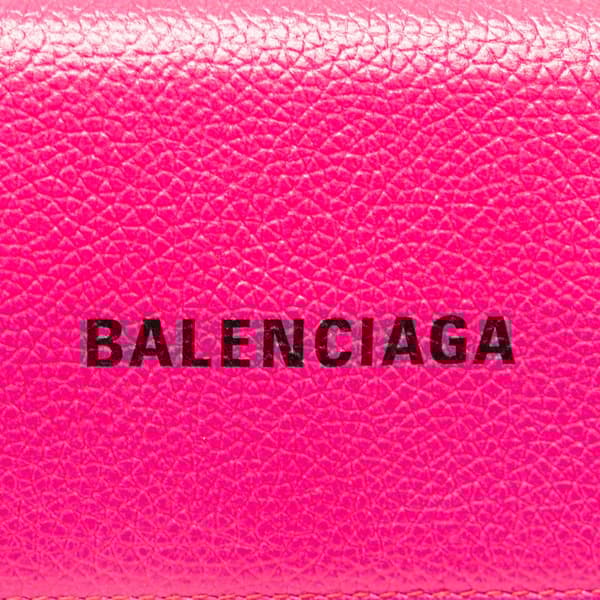 Pre-owned Balenciaga Mini Leather Cash Trifold Wallet Pink