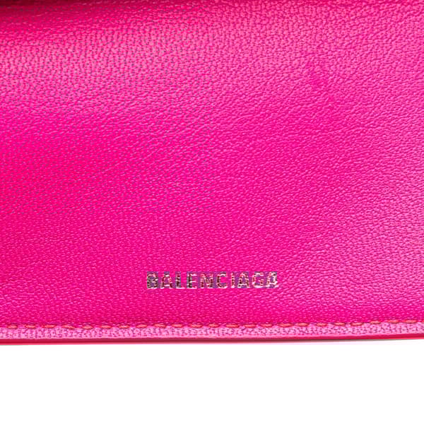Pre-owned Balenciaga Mini Leather Cash Trifold Wallet Pink