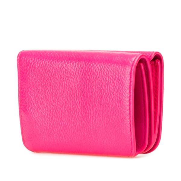 Pre-owned Balenciaga Mini Leather Cash Trifold Wallet Pink