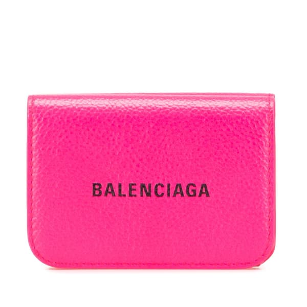 Pre-owned Balenciaga Mini Leather Cash Trifold Wallet Pink