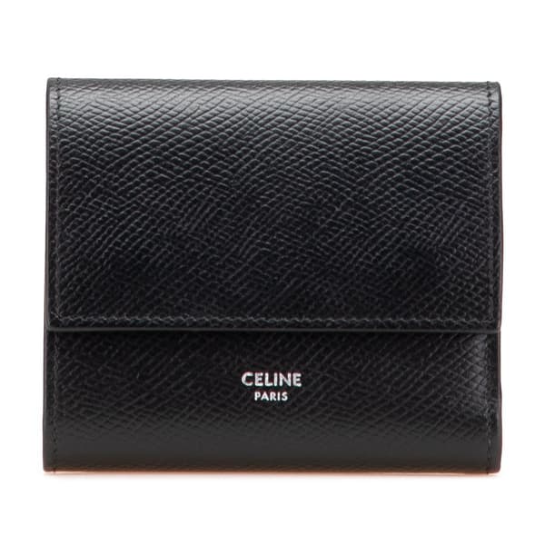Pre-owned Celine Leather Trifold Wallet Black