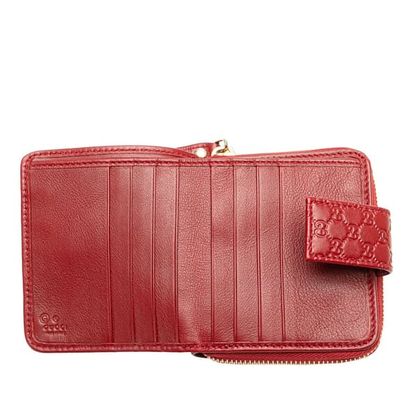 Pre-owned Gucci Microguccissima Zip Around Small Wallet Red