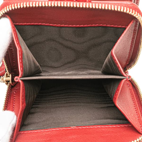 Pre-owned Gucci Microguccissima Zip Around Small Wallet Red