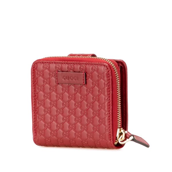 Pre-owned Gucci Microguccissima Zip Around Small Wallet Red