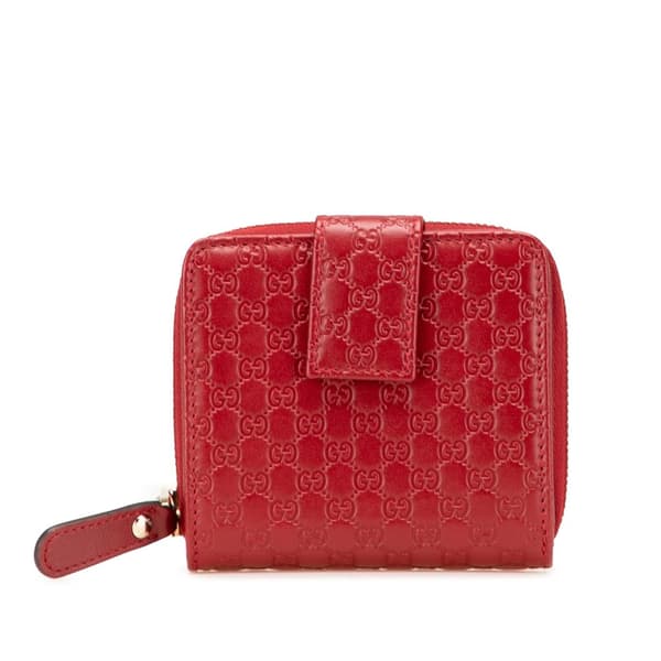 Pre-owned Gucci Microguccissima Zip Around Small Wallet Red