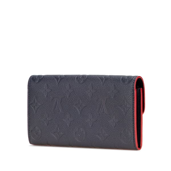 Pre-owned Louis Vuitton Monogram Empreinte Emilie Wallet Blue
